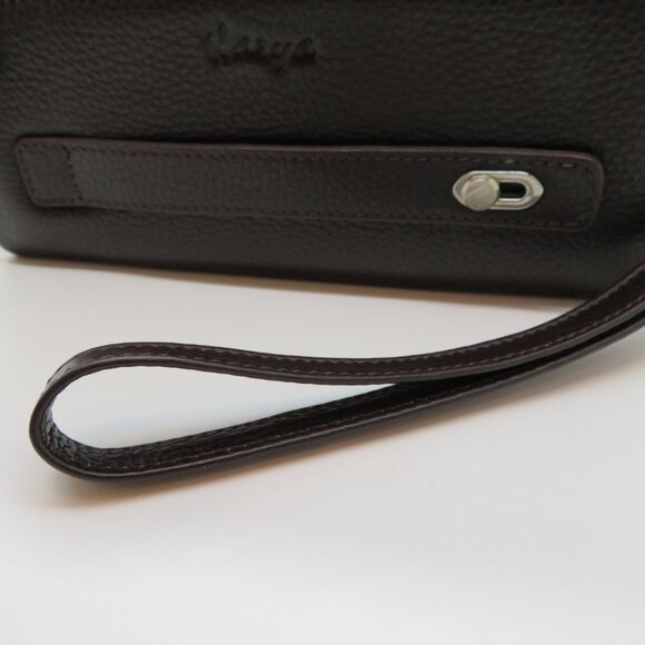 Women Handheld Wristlet Clutch Brown Leather Karya Small Strap Wallet Handbag - Picture 7 of 16
